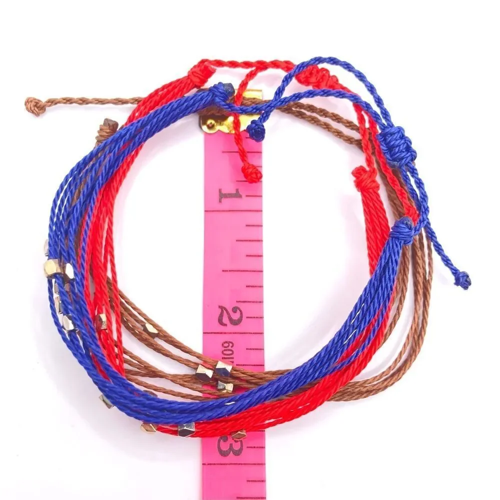 3 piece Stackable wax cord beaded bracelets